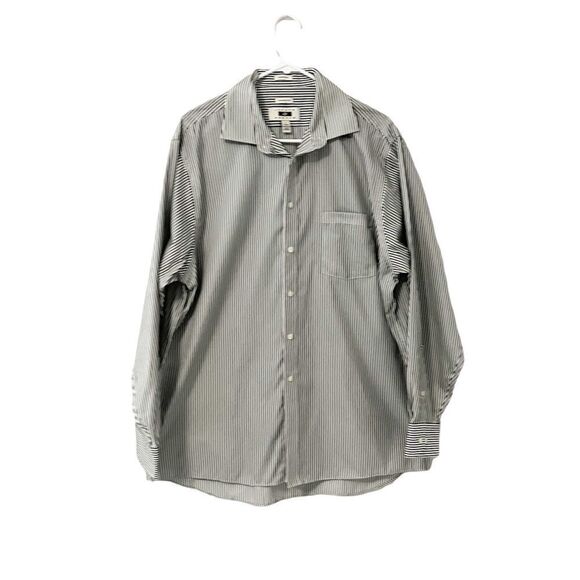 Joseph Abbound Classic Fit Black & White Striped Button Down Shirt Size 34/35 17 - Picture 1 of 7